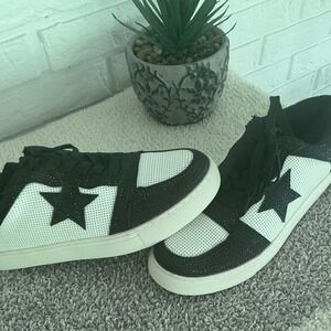 Hey Girl by Corkys Legendary Sneaker Women 9 Black White Rhinestone Star Star